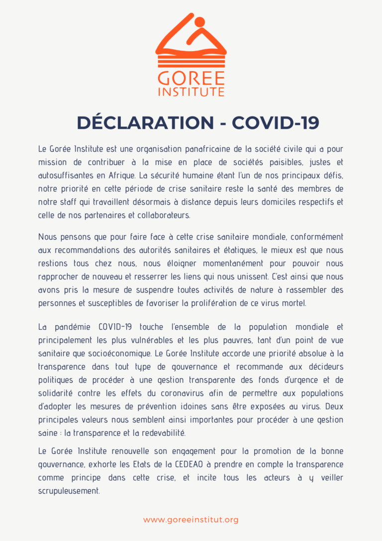 Déclaration Gorée Institue - COVID-19