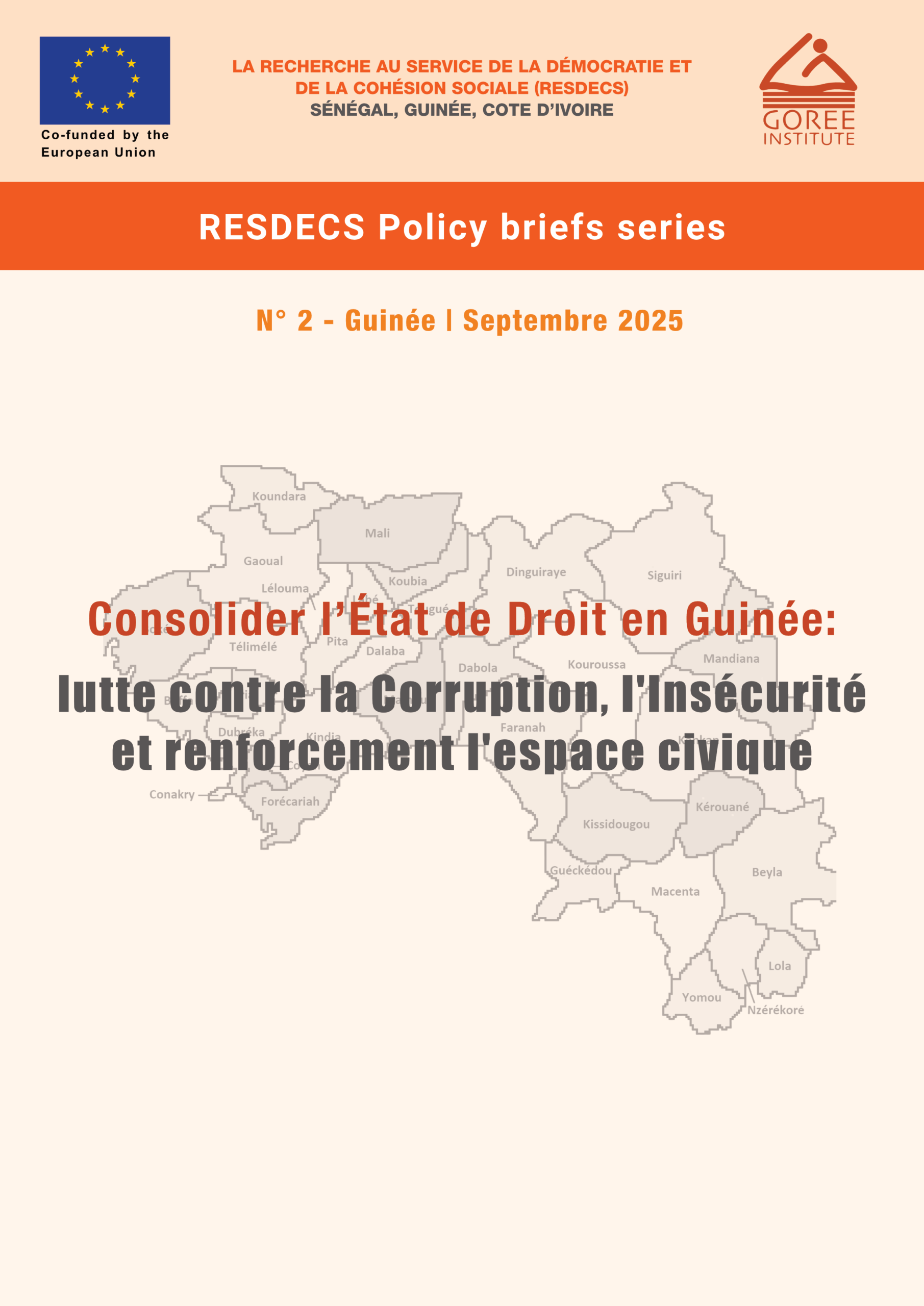 RESDECS Policy Brief Series Guinee 2 Septembre 2025 Consolider lEtat de Droit en Guinee lutte contre la Corruption lInsecurite et renforcement lespace civique 1 scaled