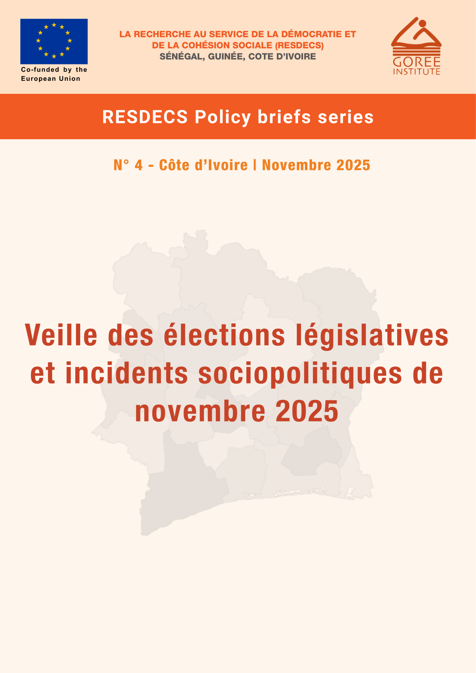 RESDECS Policy Brief Series Cote dIvoire 4 Novembre 2025 Veille des elections legislatives et incidents sociopolitiques de novembre 2025 scaled