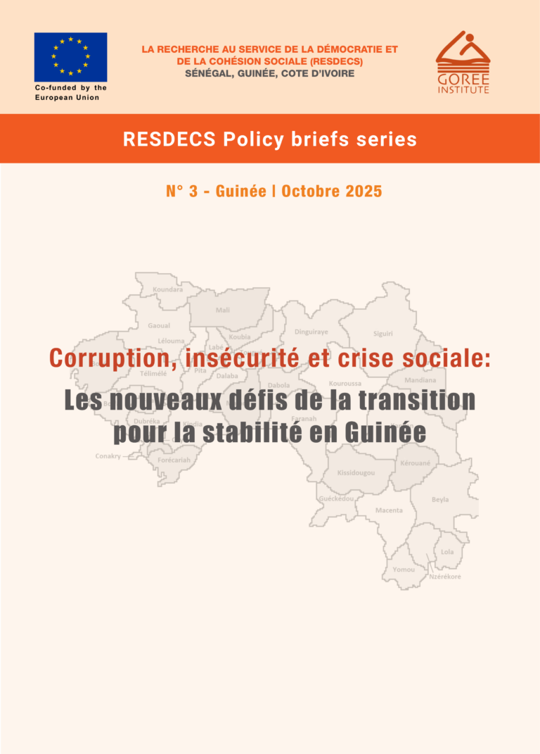 RESDECS Policy Brief Series Guinee 3 Octobre 2025 Corruption insecurite et crise sociale Les nouveaux defis de la transition pour la stabilite en Guinee