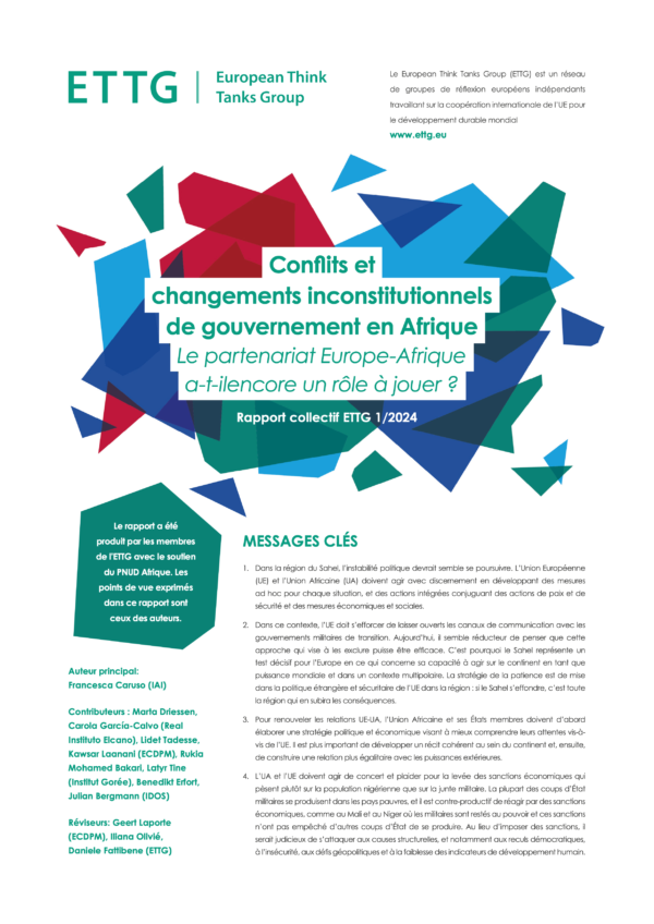 Conflits et changements inconstitutionnels de gouvernement en Afrique: Le partenariat Europe-Afrique a-t-ilencore un rôle à jouer ?