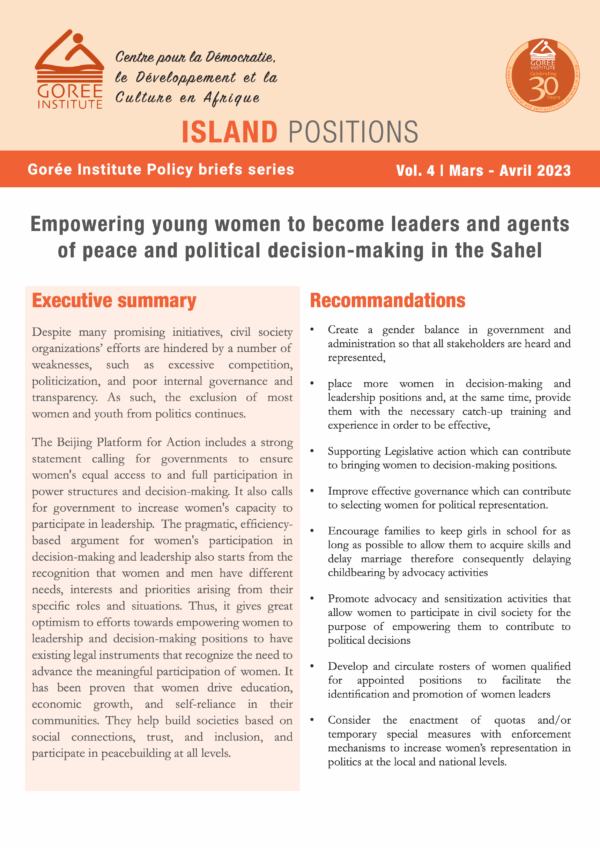 Island positions Vol. 4 | Mars – Avril 2023 – Gorée Institute Policy briefs series