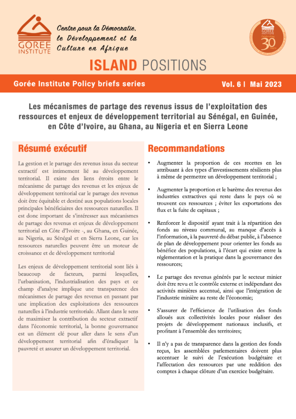 Island Positions vol. 6 - Gorée Institute Policy briefs series