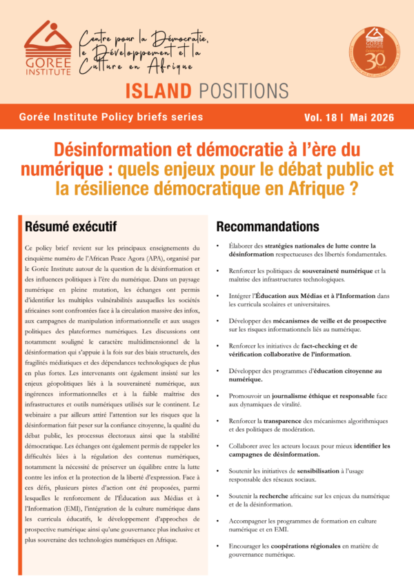 Island Positions - Vol. 18 |  Mai 2026 | Désinformation et démocratie à l’ère du numérique : quels enjeux pour le débat public et la résilience démocratique en Afrique ?
