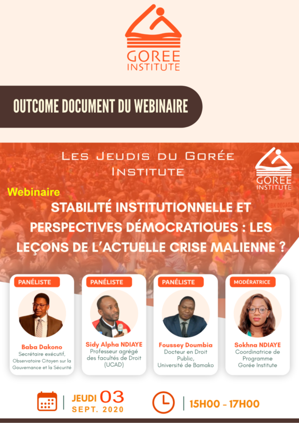 Outcome document du Webinaire - Stabilité institutionnelle et perspectives démocratiques : Les leçons de l’actuelle crise malienne